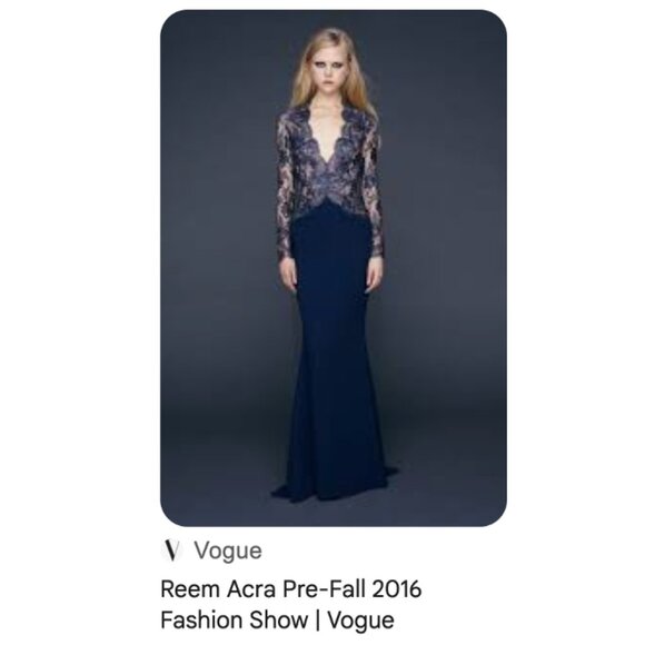 Reem Acra Chantilly Lace and Silk Gown - Picture 1 of 16